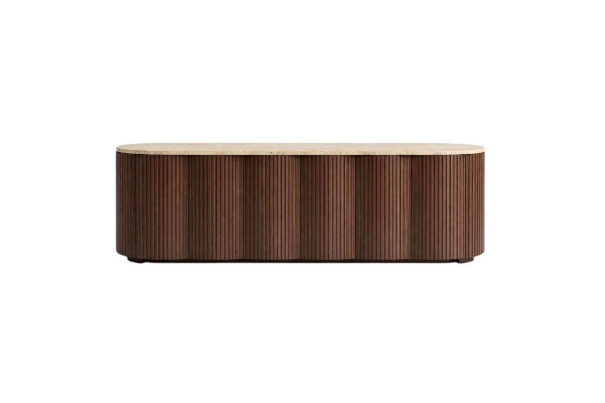 Hadid No.01 — Fluted Travertine Cabinet