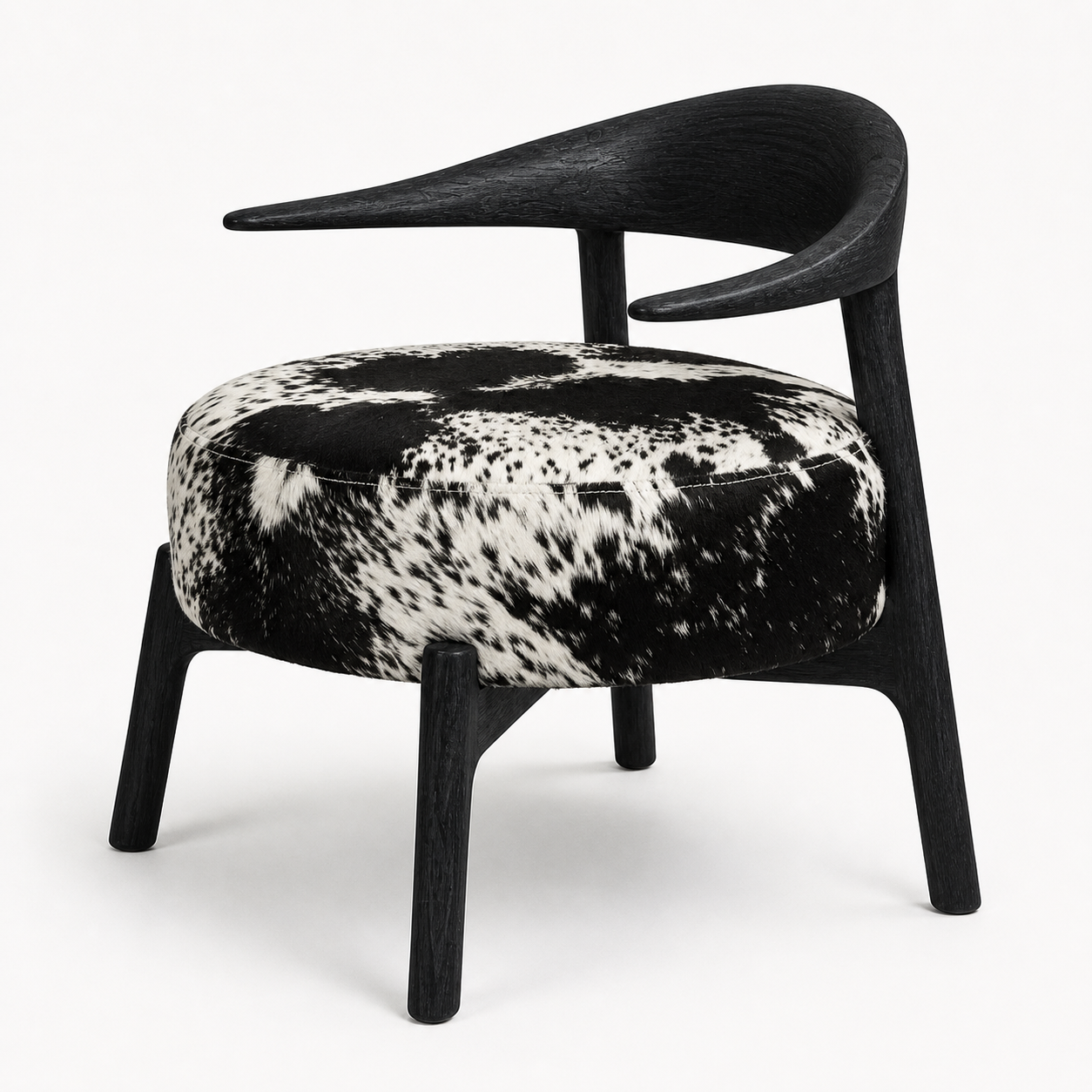 Hadid Hide Lounge Chair | Sculptural Wood Accent Chair