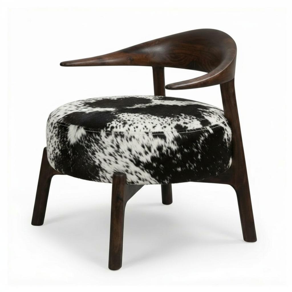 Hadid Hide Lounge Chair | Sculptural Wood Accent Chair