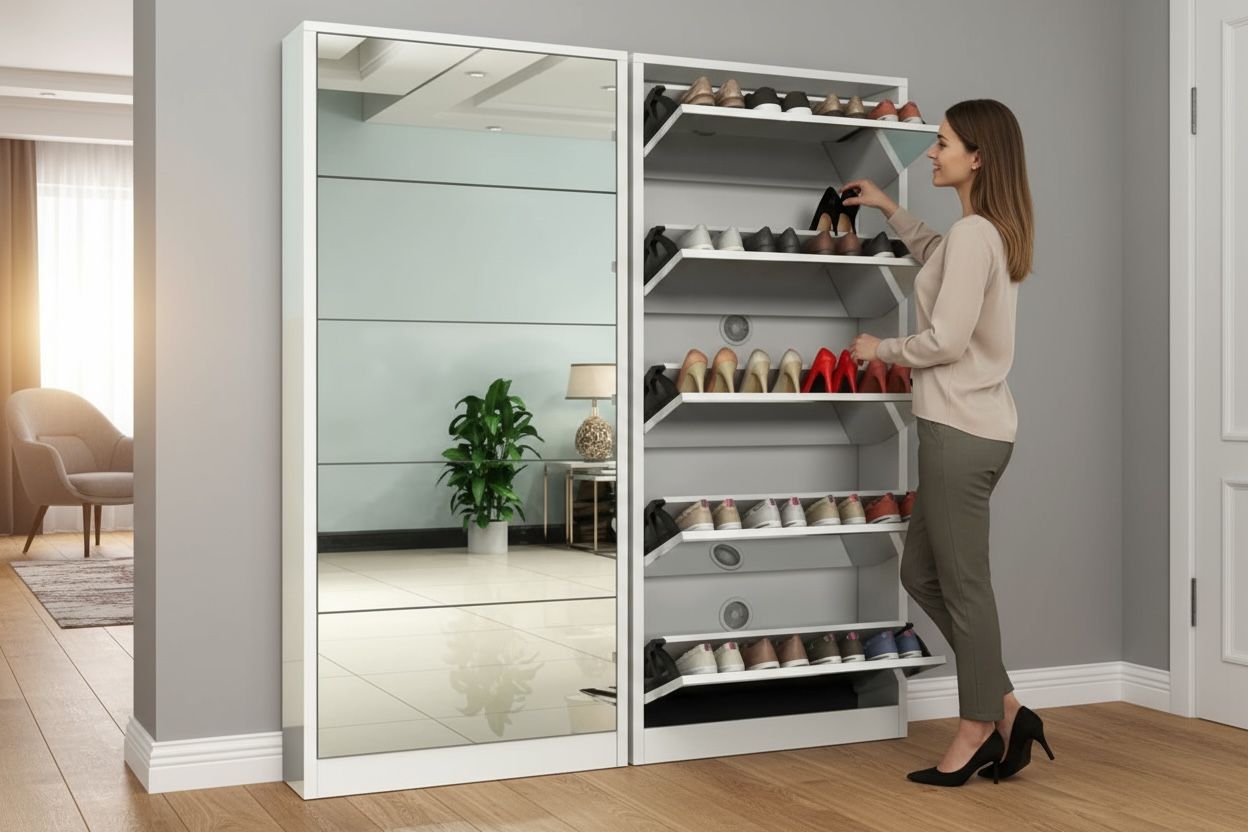 Audrey 5-Door Mirror Shoe Cabinet
