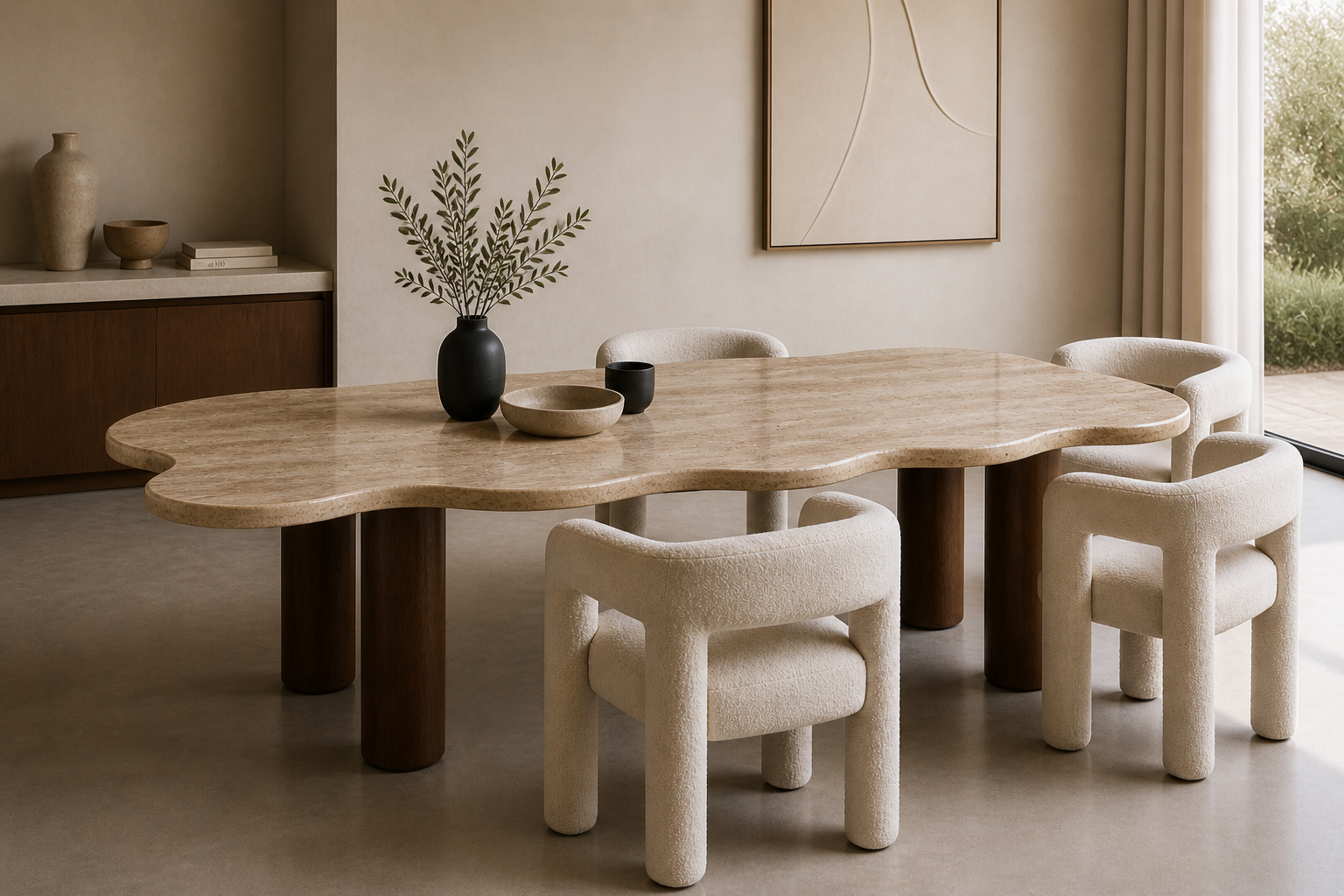 Monroe Dining Table — Travertine Edition