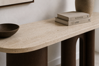 Aura Console Table / Desk – Travertine Top