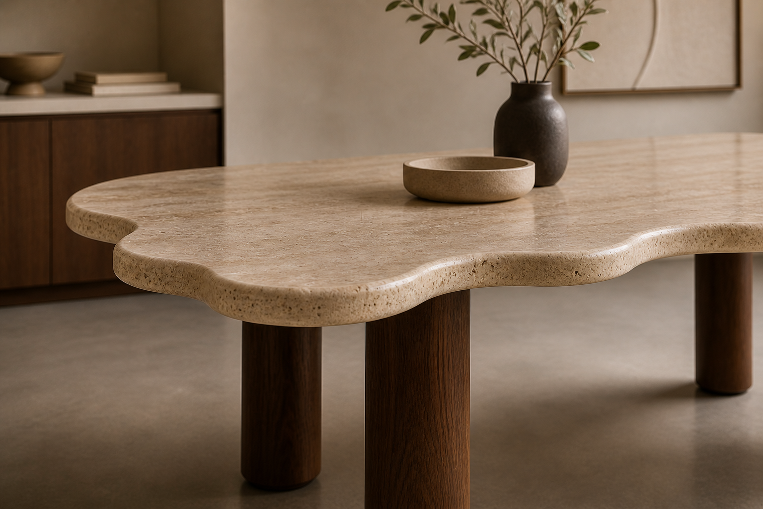 Monroe Dining Table — Travertine Edition