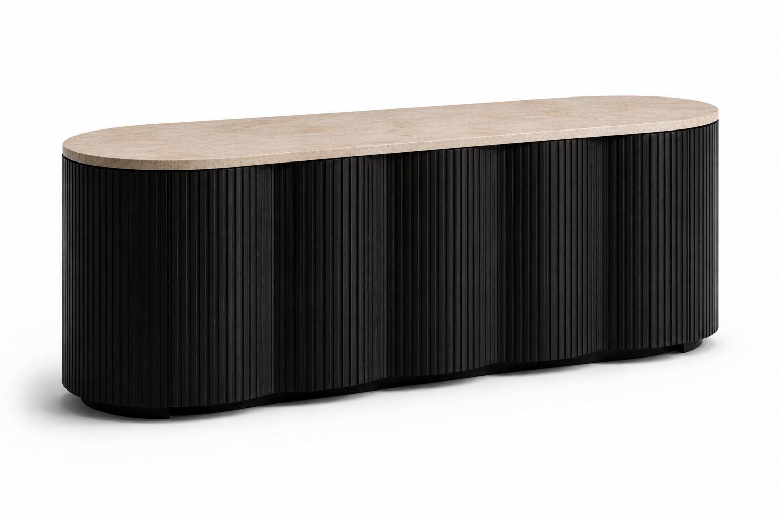 Hadid No.01 — Fluted Travertine Cabinet