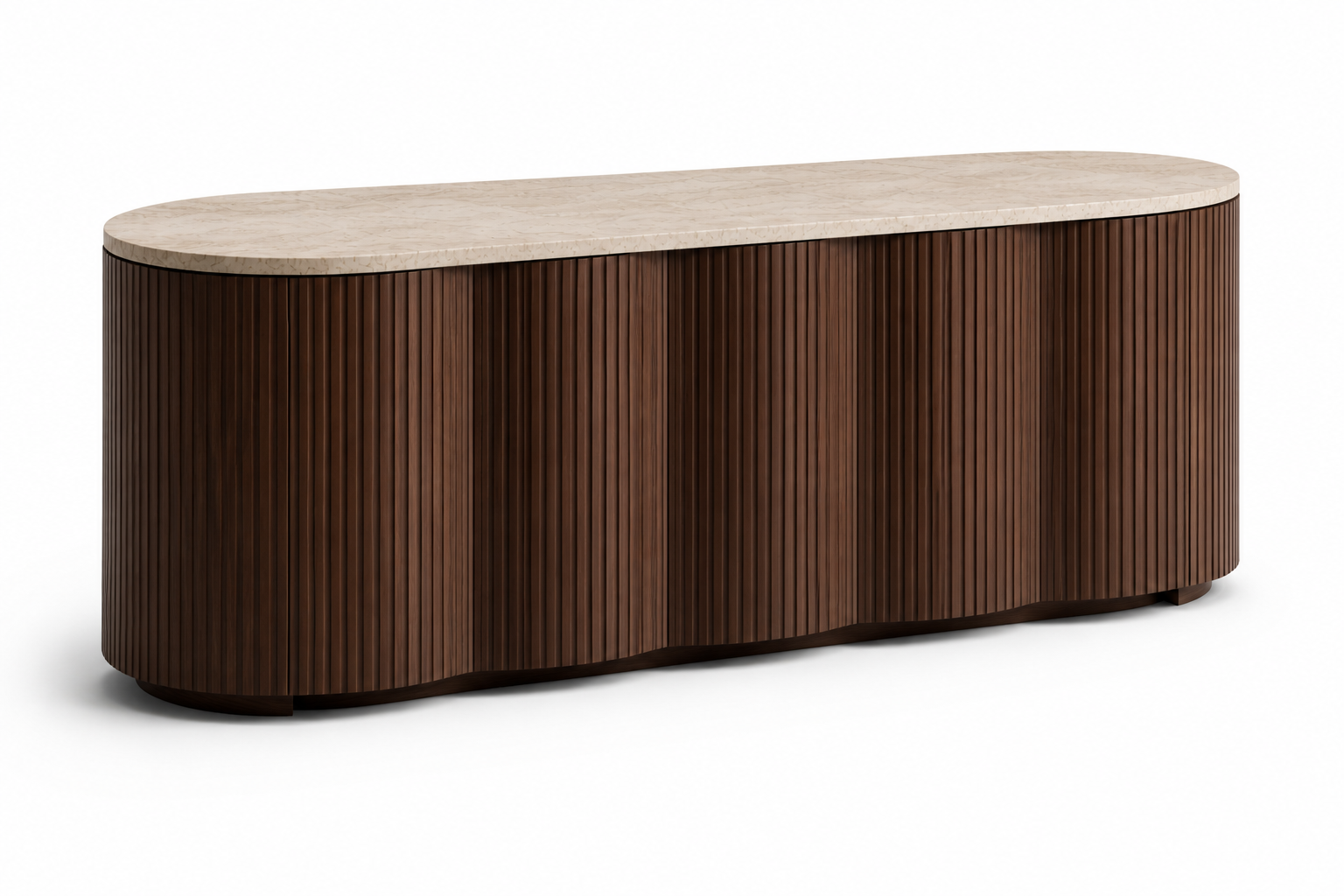 Hadid No.01 — Fluted Travertine Cabinet