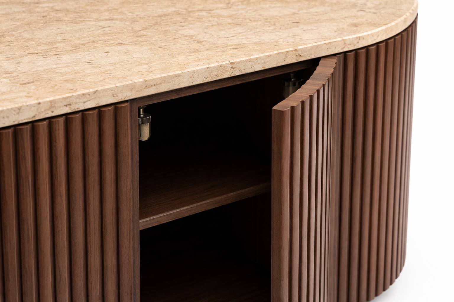 Hadid No.01 — Fluted Travertine Cabinet