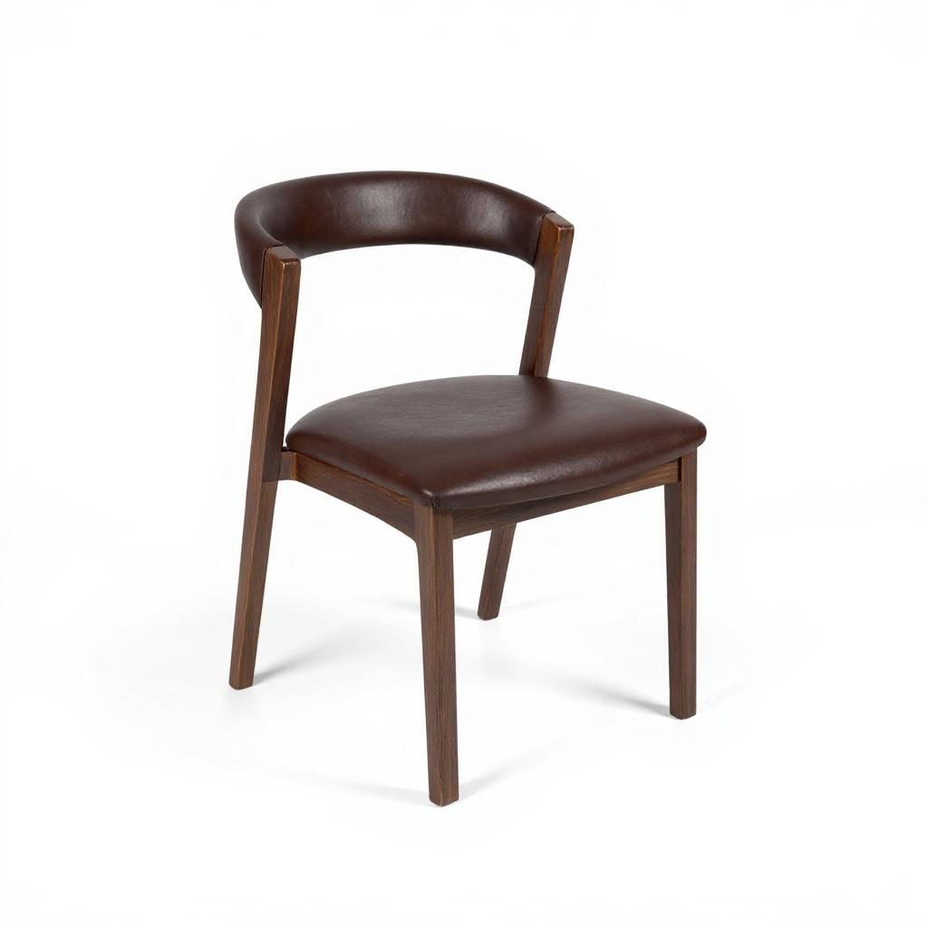 Folke Curved Back Oak Dining Chair – Genuine Leather