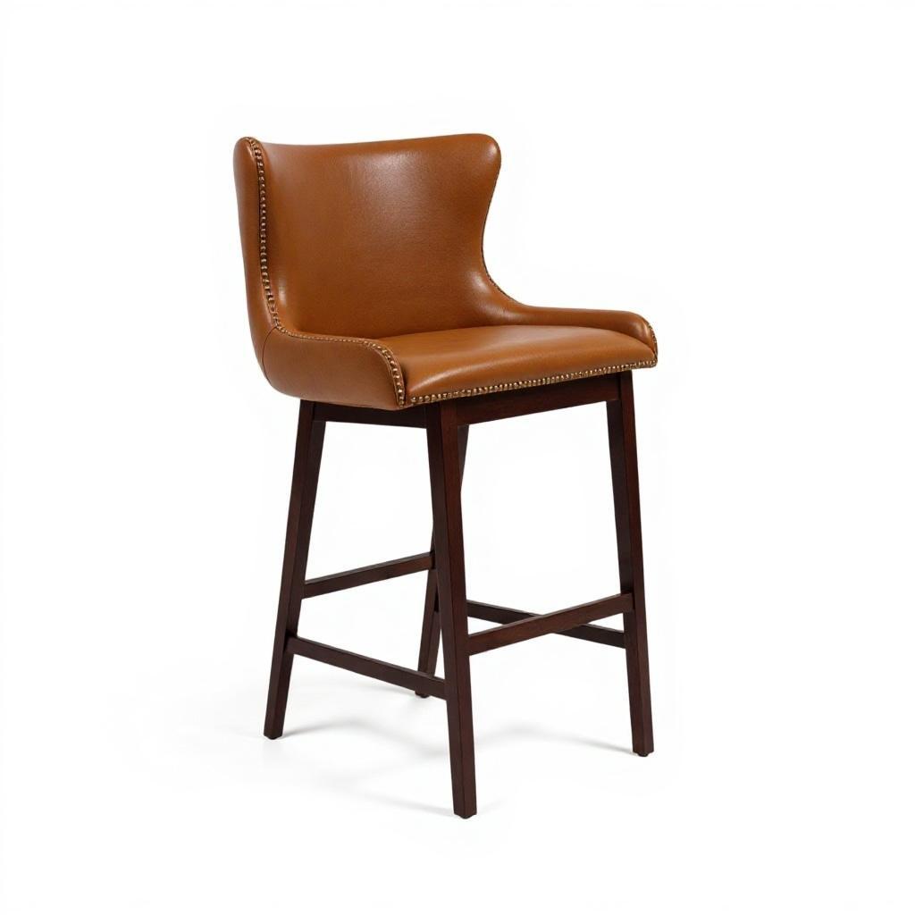 Studded Triloka Genuine Leather Bar Chair