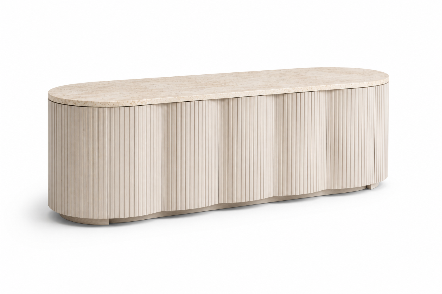 Hadid No.01 — Fluted Travertine Cabinet