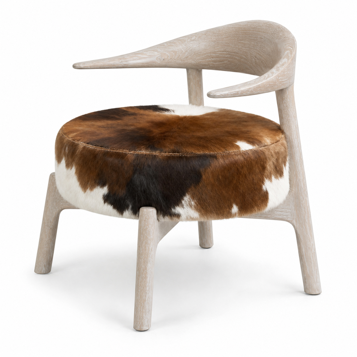 Hadid Hide Lounge Chair | Sculptural Wood Accent Chair