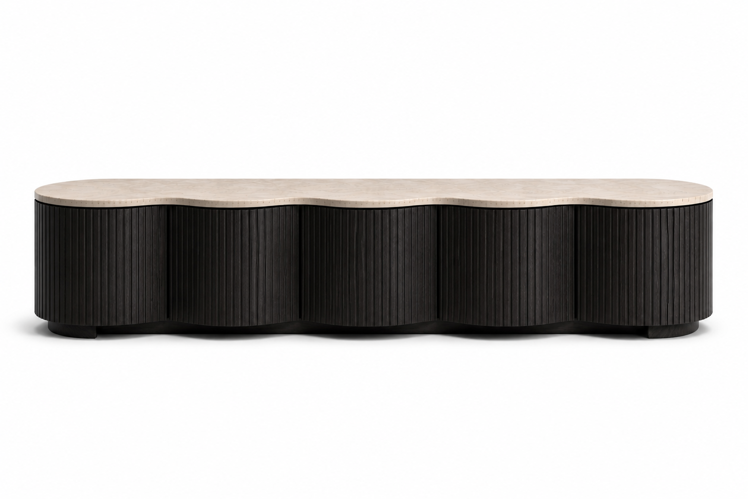 Hadid No.01 — Fluted Travertine Media Console