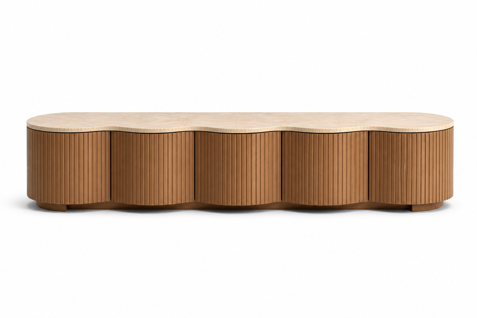 Hadid No.01 — Fluted Travertine Media Console