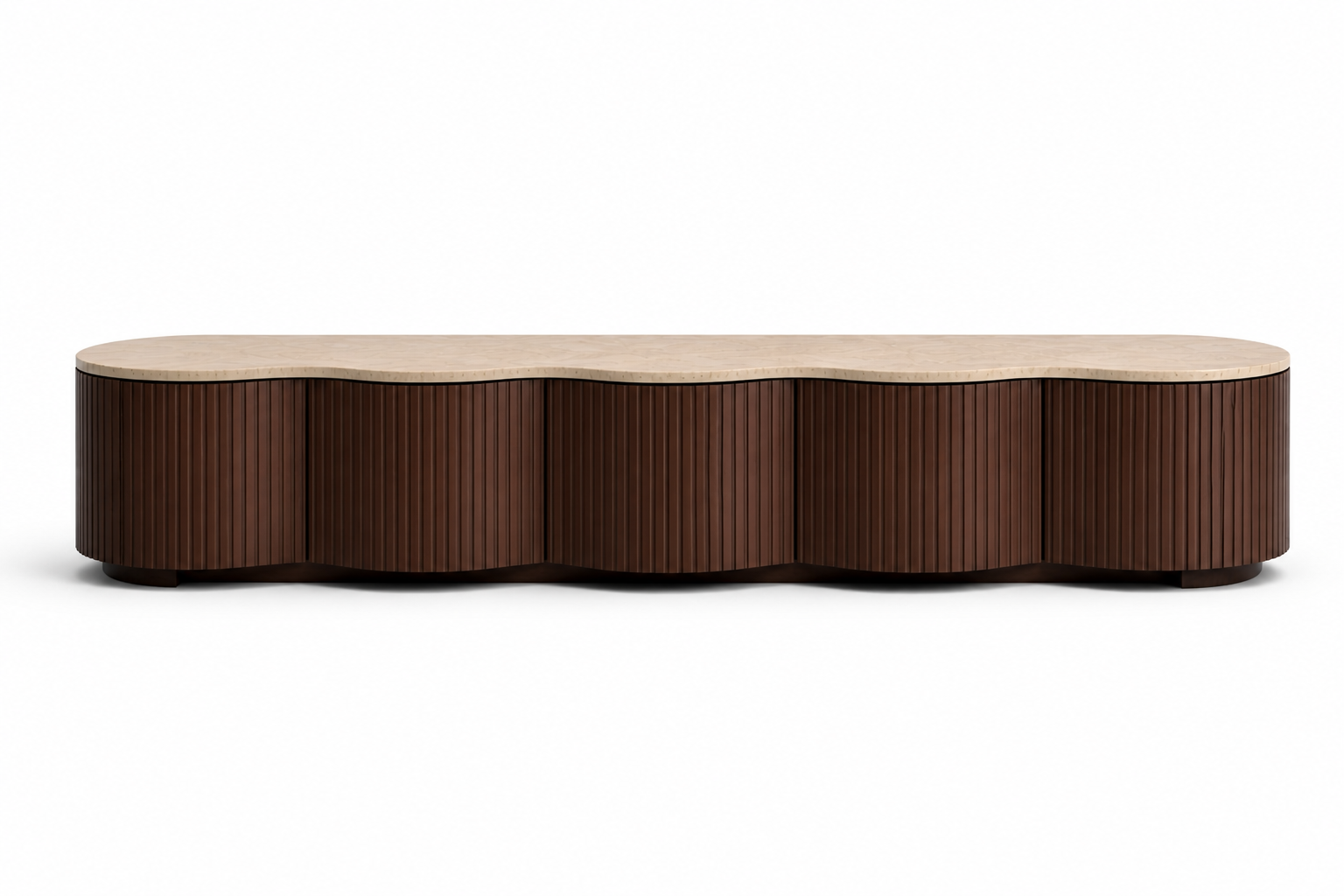 Hadid No.01 — Fluted Travertine Media Console