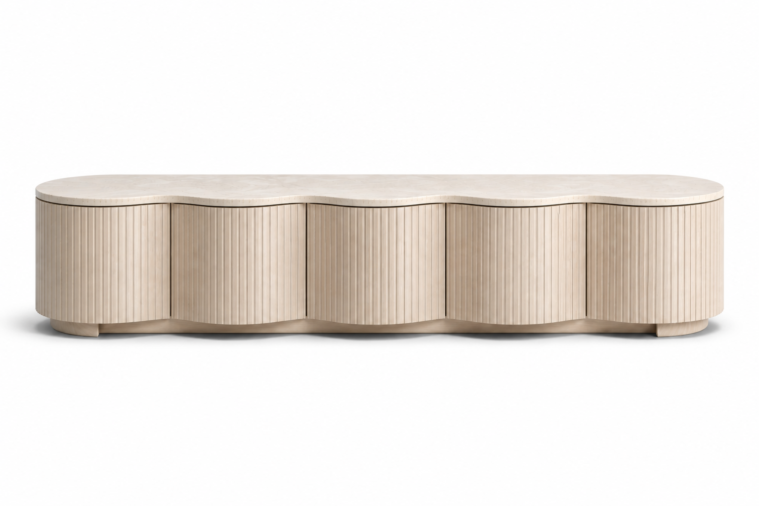 Hadid No.01 — Fluted Travertine Media Console