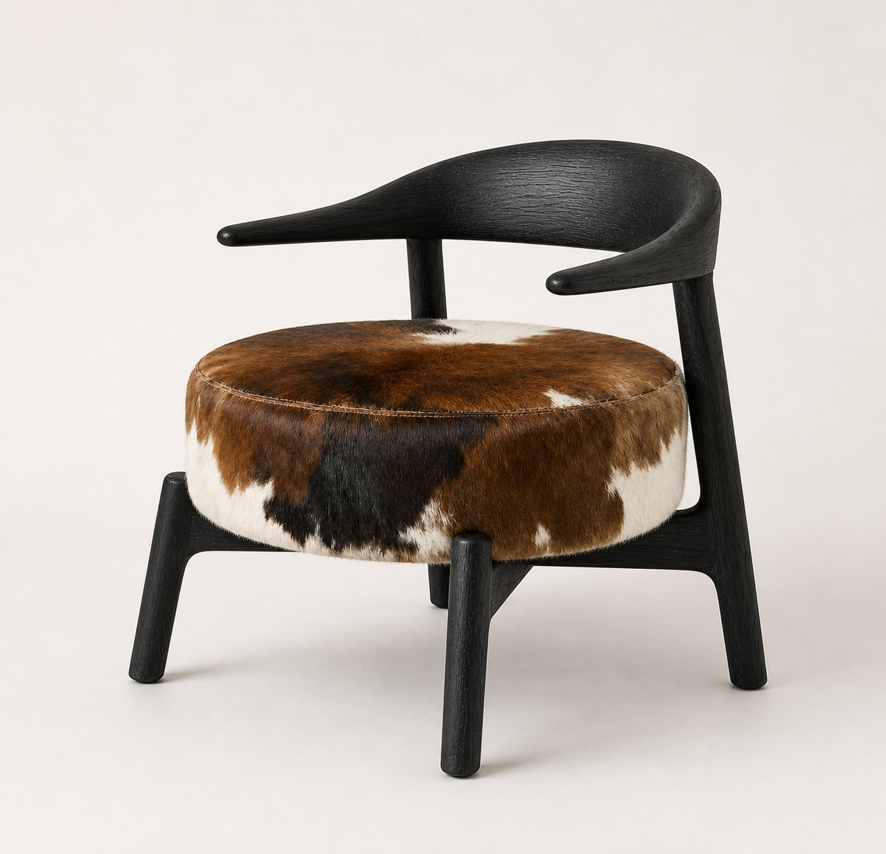 Hadid Hide Lounge Chair | Sculptural Wood Accent Chair