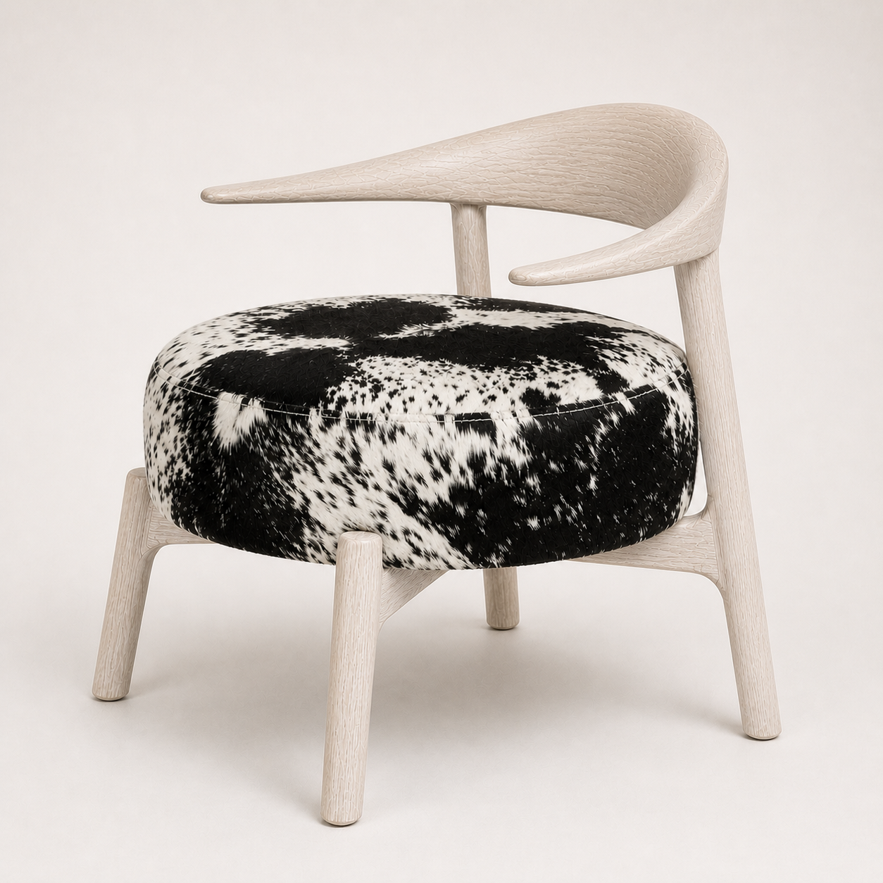 Hadid Hide Lounge Chair | Sculptural Wood Accent Chair