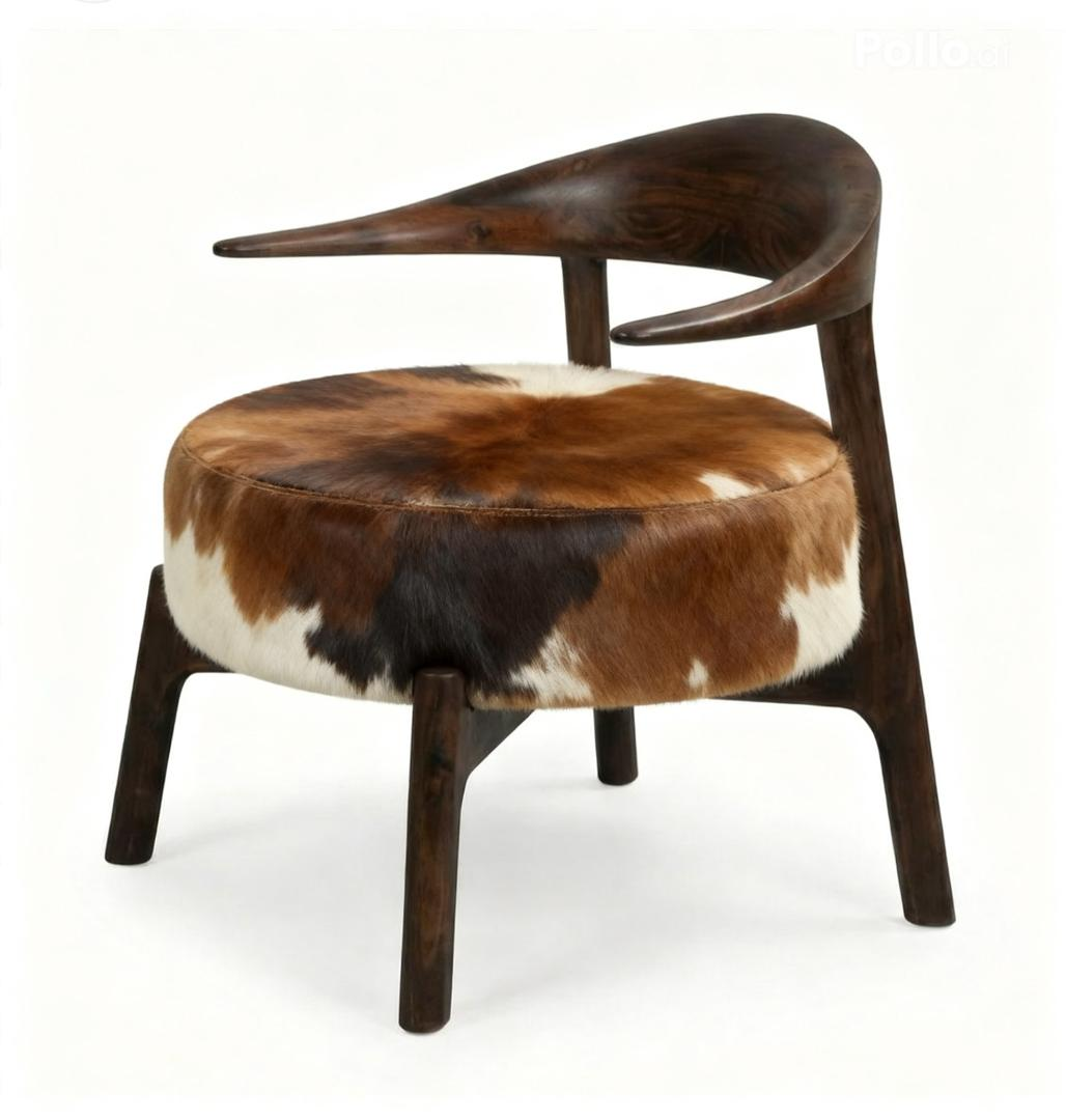 Hadid Hide Lounge Chair | Sculptural Wood Accent Chair