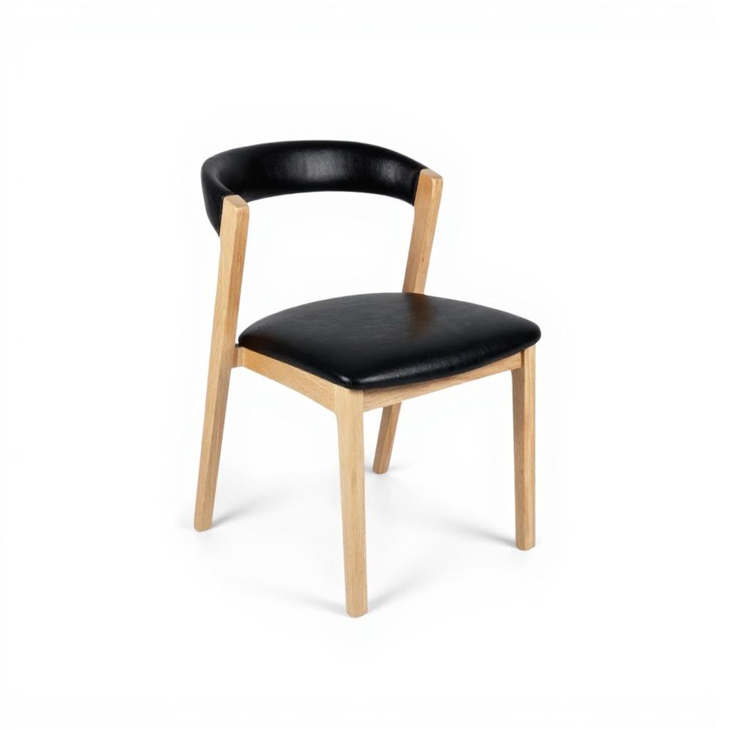 Folke Curved Back Oak Dining Chair – Genuine Leather
