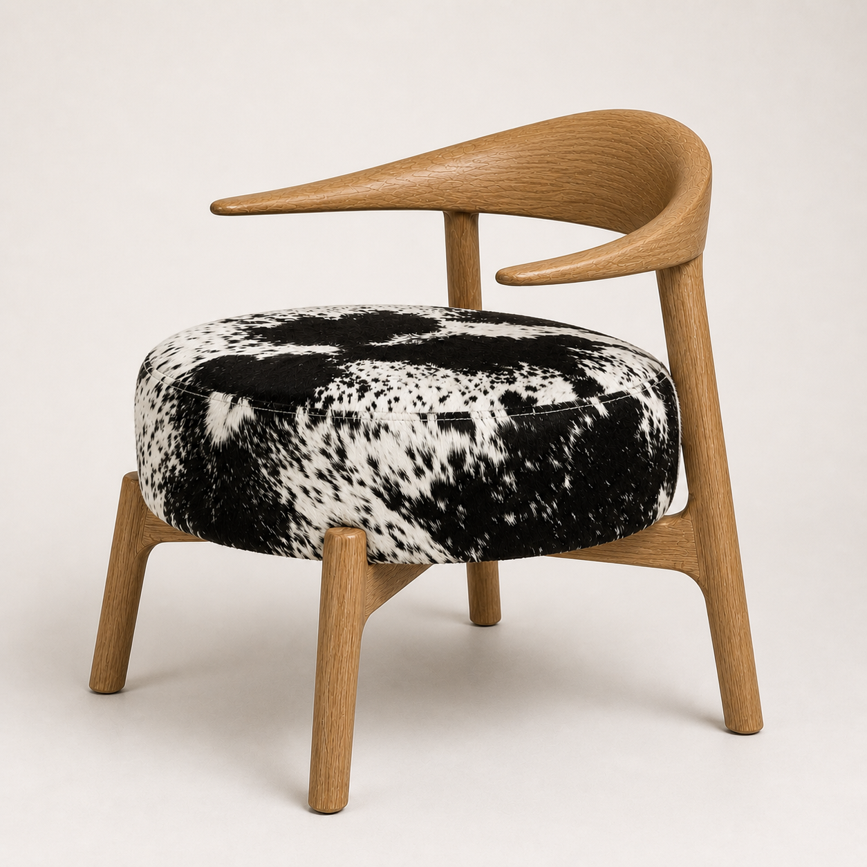 Hadid Hide Lounge Chair | Sculptural Wood Accent Chair